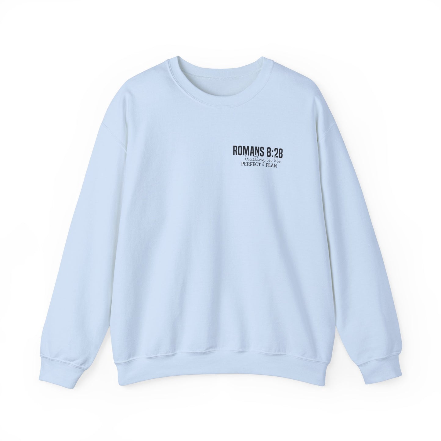 Faith-Inspired Unisex Crewneck Sweatshirt - Romans 8:28 Design