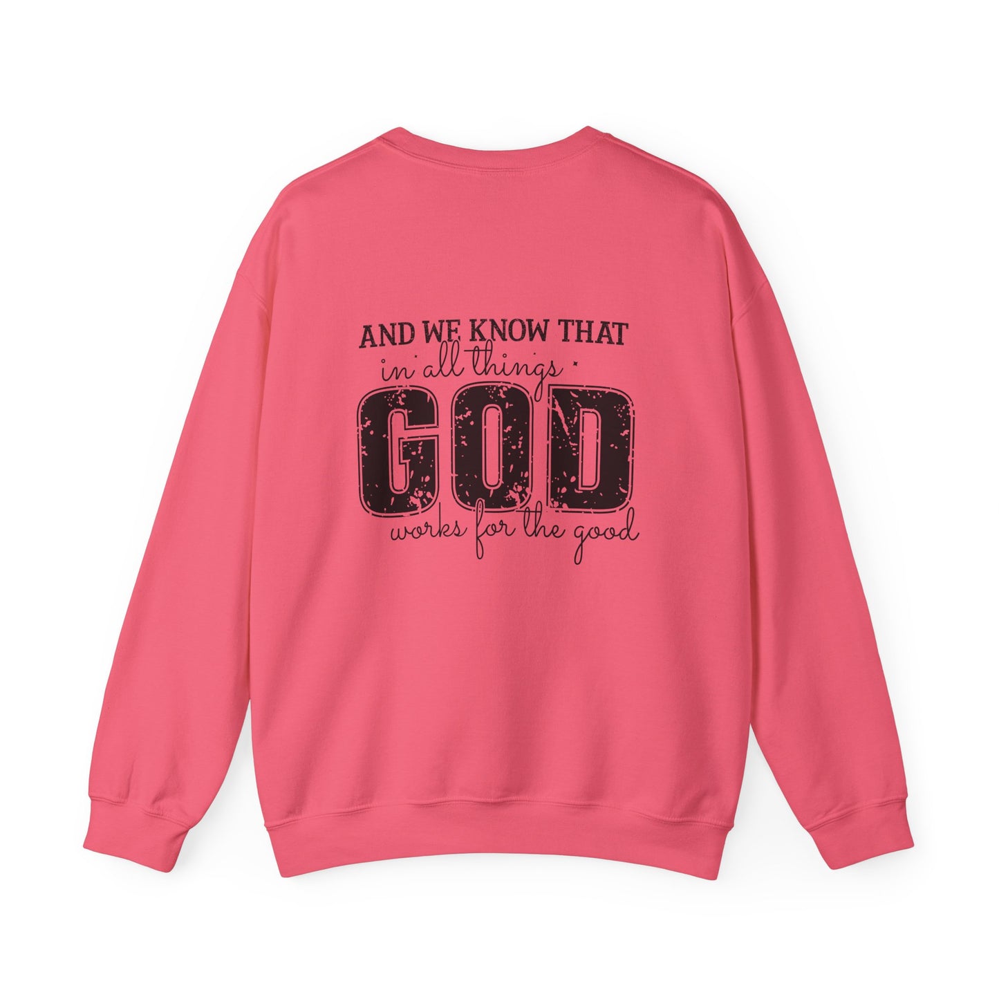 Faith-Inspired Unisex Crewneck Sweatshirt - Romans 8:28 Design