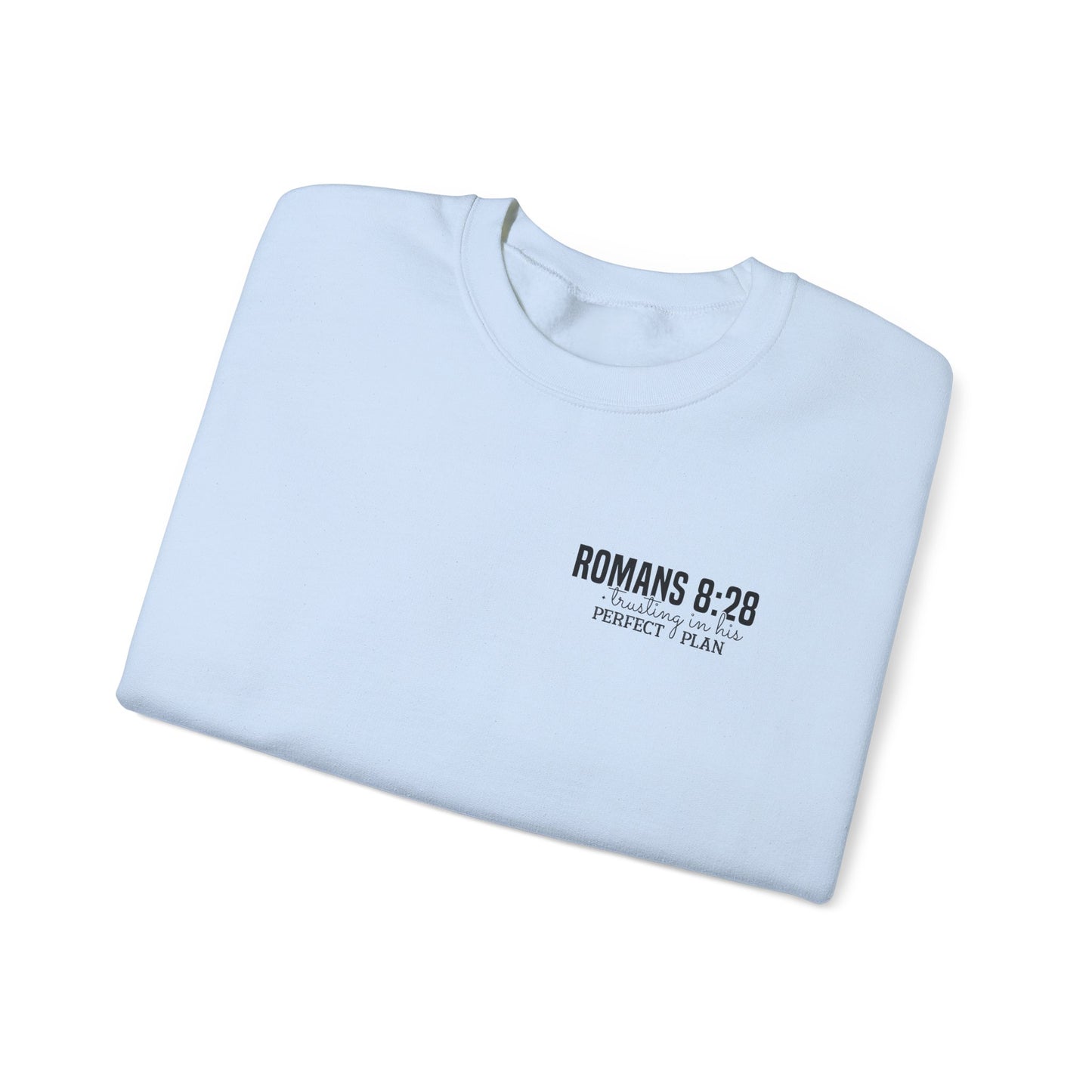 Faith-Inspired Unisex Crewneck Sweatshirt - Romans 8:28 Design