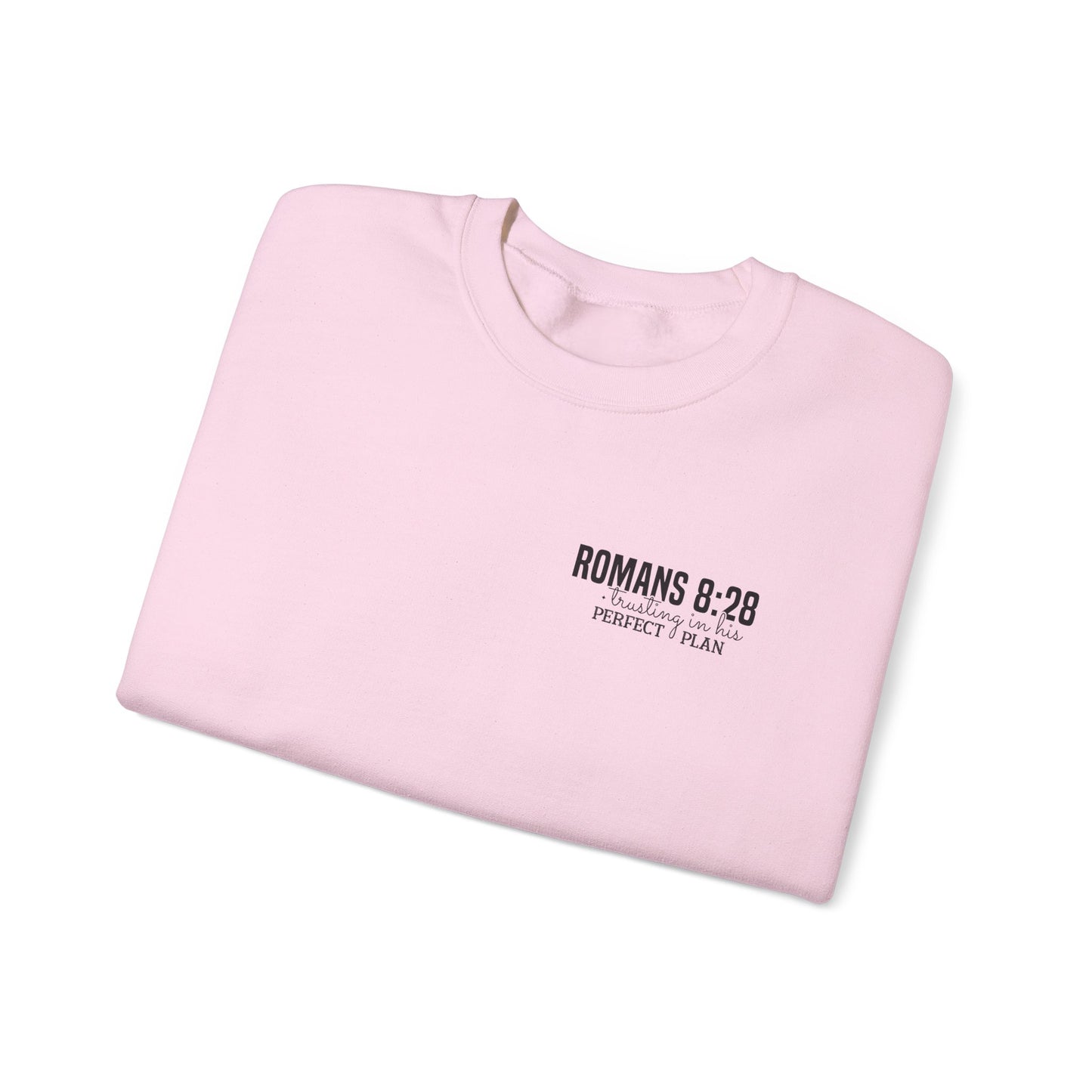 Faith-Inspired Unisex Crewneck Sweatshirt - Romans 8:28 Design