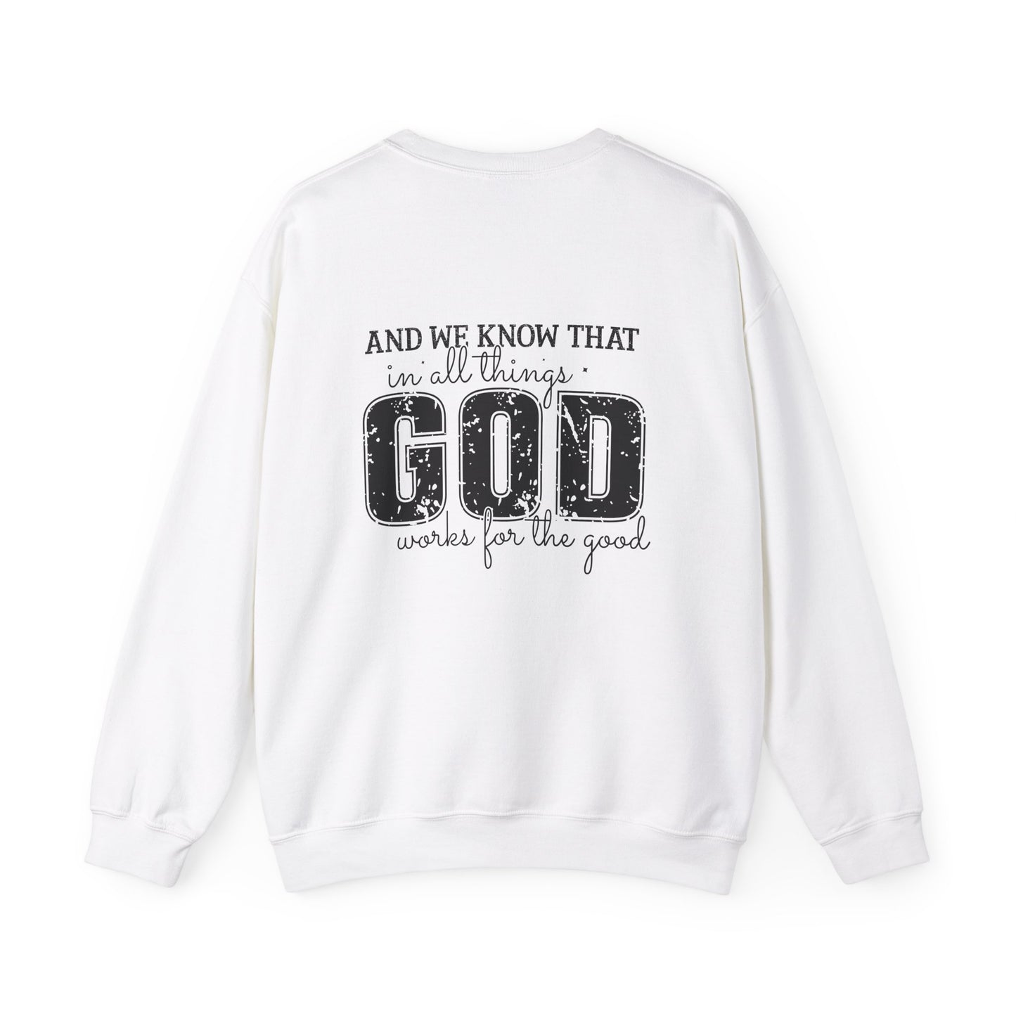Faith-Inspired Unisex Crewneck Sweatshirt - Romans 8:28 Design