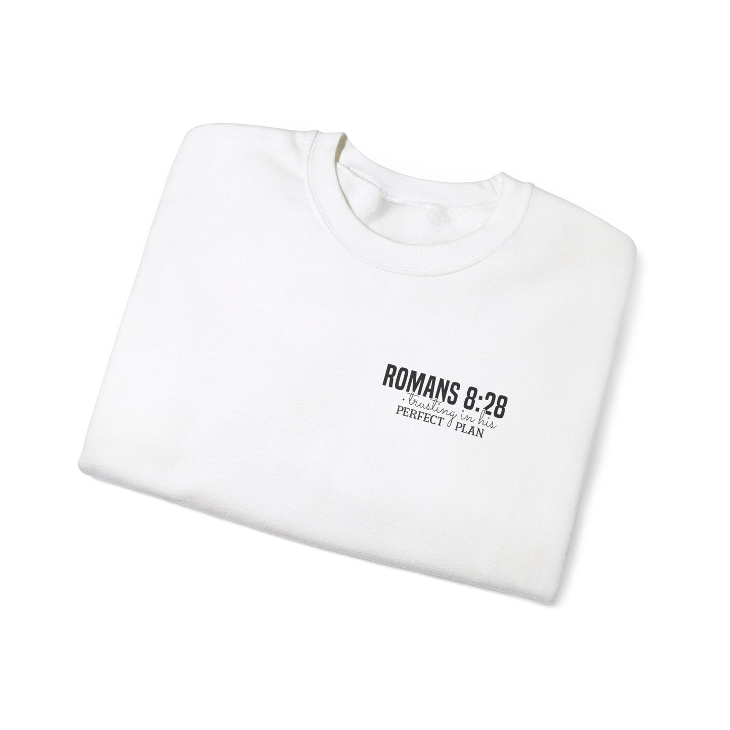 Faith-Inspired Unisex Crewneck Sweatshirt - Romans 8:28 Design
