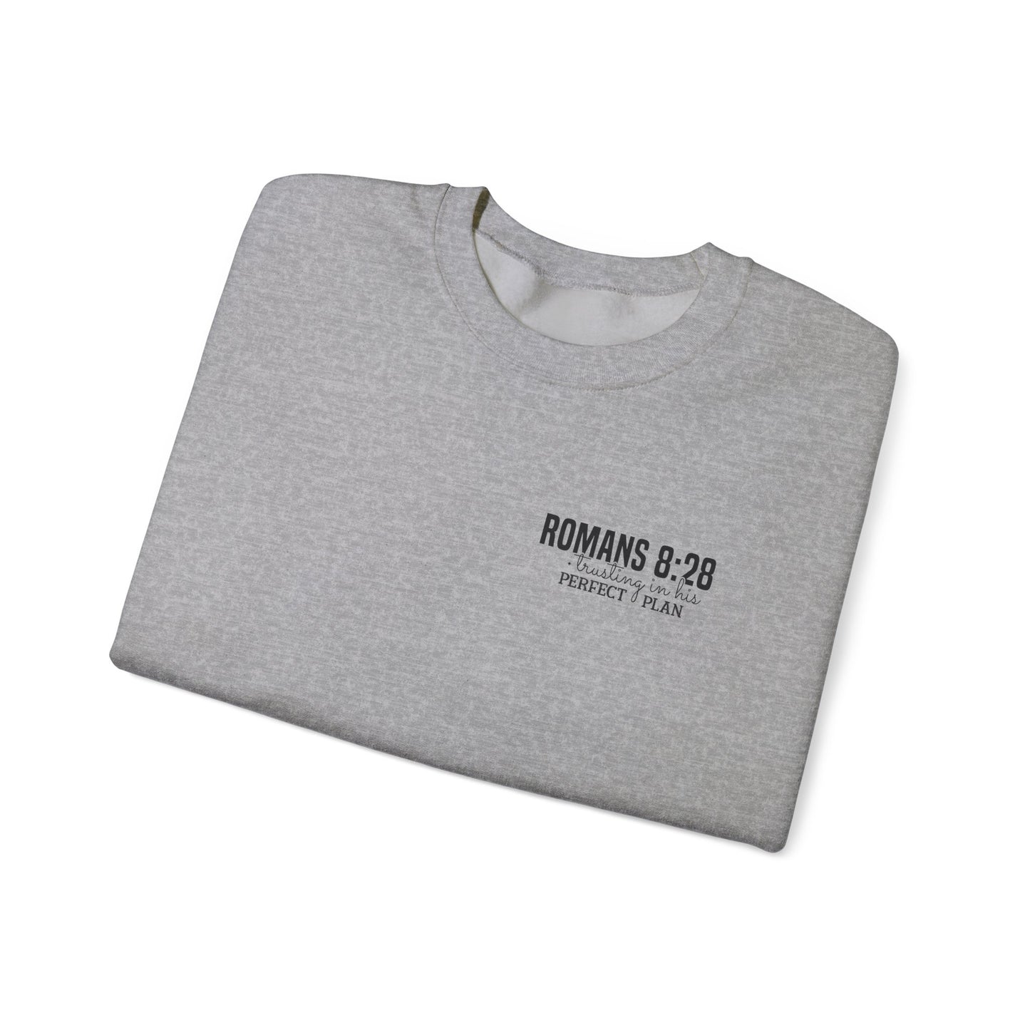 Faith-Inspired Unisex Crewneck Sweatshirt - Romans 8:28 Design