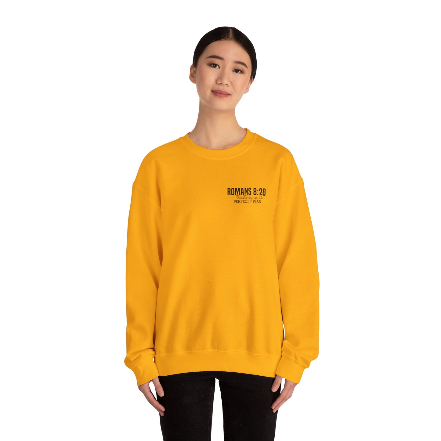 Faith-Inspired Unisex Crewneck Sweatshirt - Romans 8:28 Design