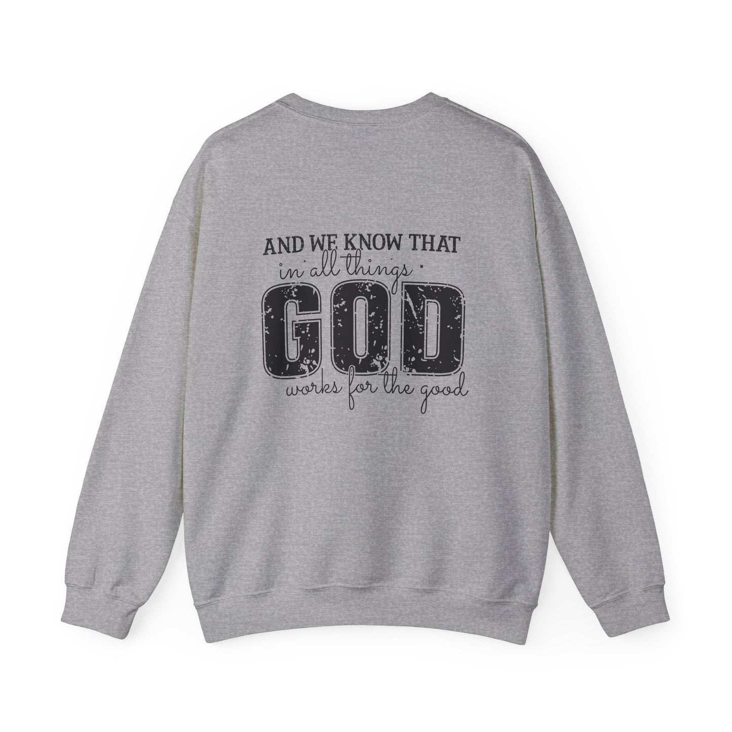 Faith-Inspired Unisex Crewneck Sweatshirt - Romans 8:28 Design