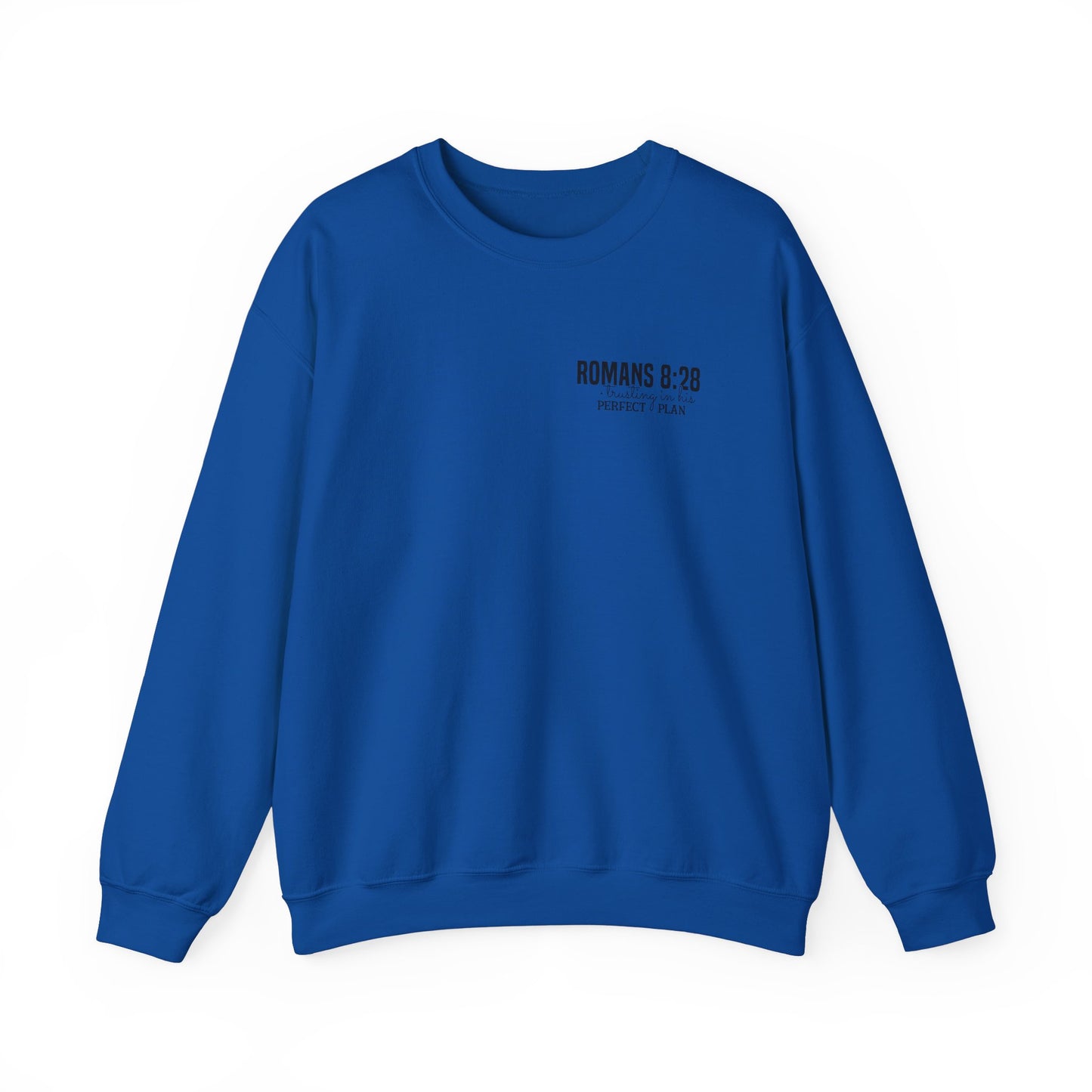 Faith-Inspired Unisex Crewneck Sweatshirt - Romans 8:28 Design