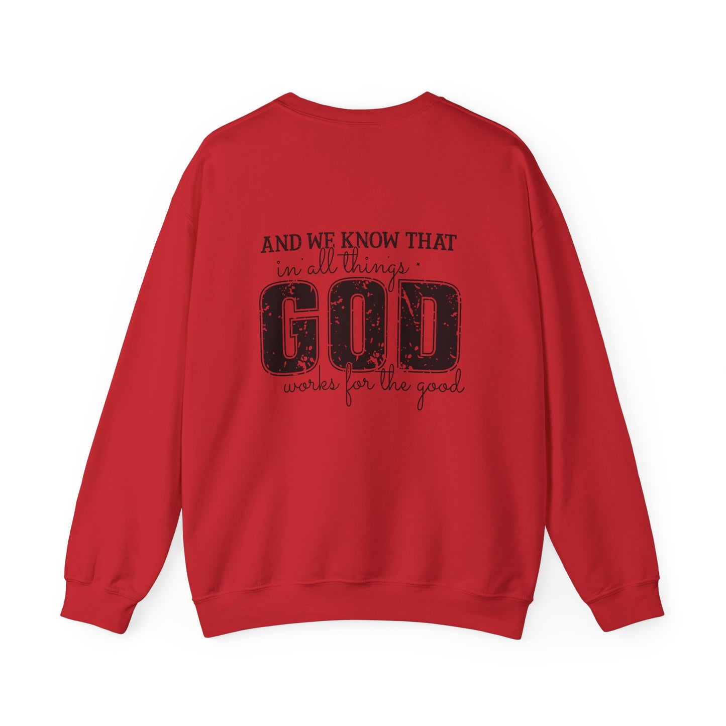 Faith-Inspired Unisex Crewneck Sweatshirt - Romans 8:28 Design