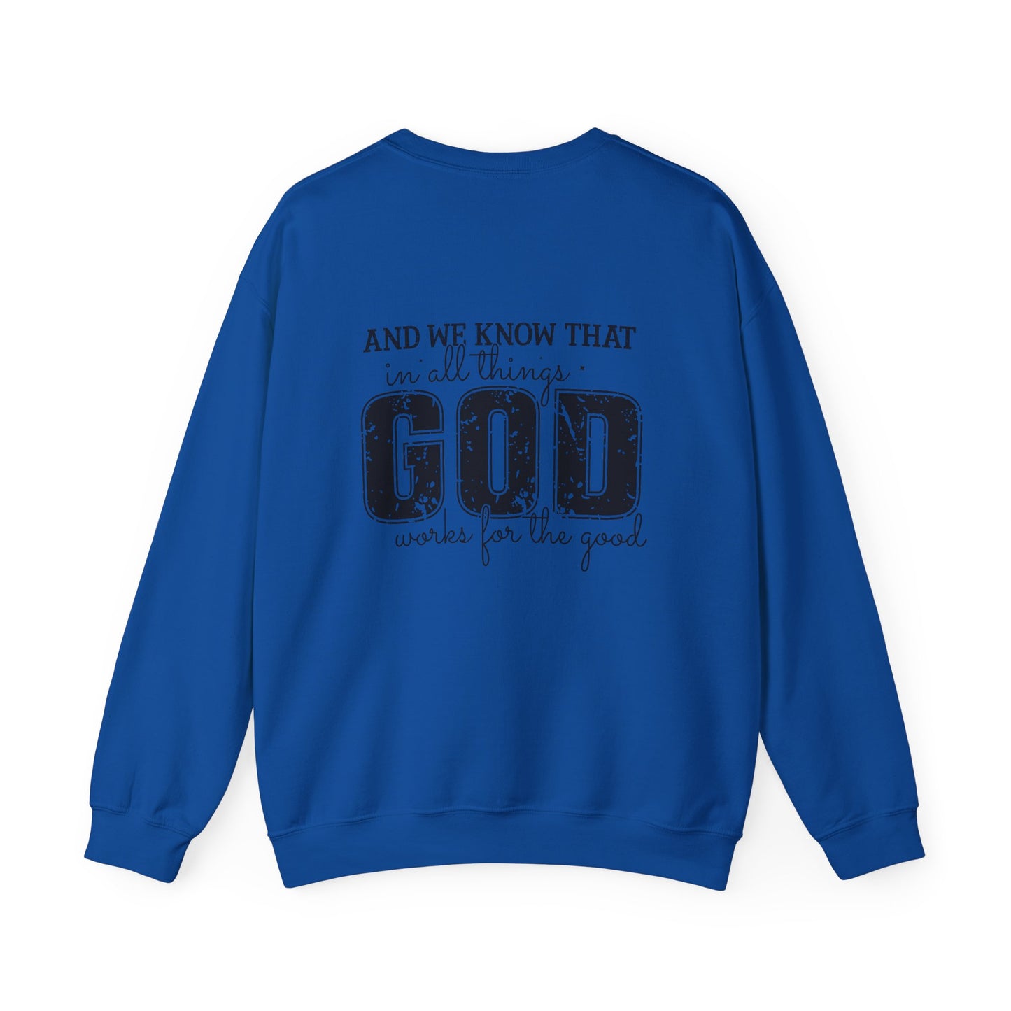 Faith-Inspired Unisex Crewneck Sweatshirt - Romans 8:28 Design