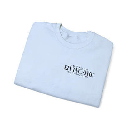 Living the Spirit Crewneck Sweatshirt | Inspirational Unisex Pullover for Faith and Kindness